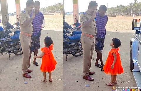 പൊലീസിന് സല്യൂട്ട് നൽകുന്ന കുട്ടി/ ചിത്രം ഇൻസ്റ്റാ​ഗ്രാം