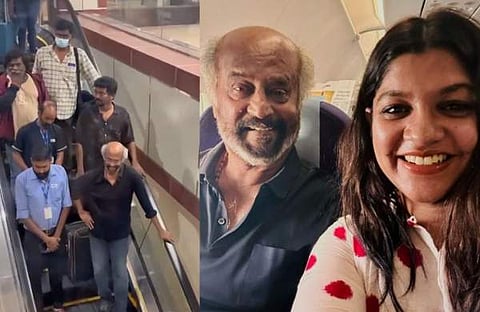 രജനീകാന്ത് കേരളത്തിൽ എത്തിയപ്പോൾ/ വിഡിയോ സ്ക്രീൻഷോട്ട്, രജനീകാന്തിനൊപ്പം അപർണ/ ഇൻസ്റ്റ​ഗ്രാം