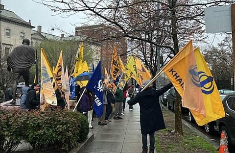 ഖാലിസ്ഥാന്‍ തീവ്രവാദികളുടെ പ്രതിഷേധം/ ചിത്രം ട്വിറ്റർ