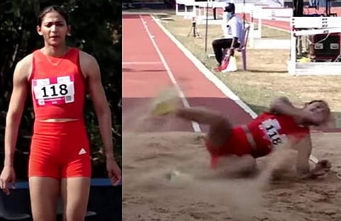 ട്രിപ്പിൾ ജംപിൽ സ്വർണം നേടുന്ന നയന ജെയിംസ്/ വീഡിയോ സ്ക്രീൻ ഷോട്ട്