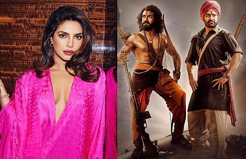 പ്രിയങ്ക ചോപ്ര/ ചിത്രം; ഫെയ്സ്ബുക്ക്, ആർആർആർ പോസ്റ്റർ