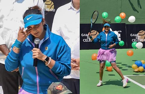 ഹൈദരാബാദിലെ ലാല്‍ ബെഹ്ദൂര്‍ ടെന്നീസ് സ്റ്റേഡിയത്തില്‍ സാനിയ മിര്‍സയുടെ വിടവാങ്ങല്‍ ചടങ്ങില്‍ നിന്ന്/ ചിത്രം പിടിഐ