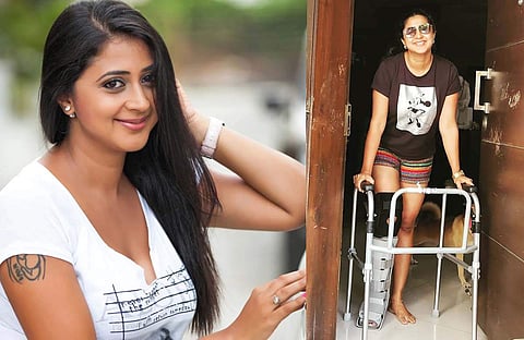 കനിഹ, കാലിൽ പരുക്കുമായി കനിഹ/ ചിത്രം; ഫെയ്സ്ബുക്ക്