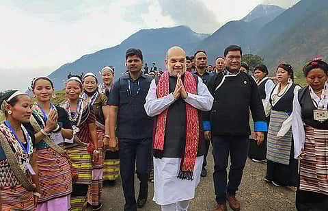 കിബിത്തൂവിലെത്തിയ അമിത് ഷാ/ പിടിഐ