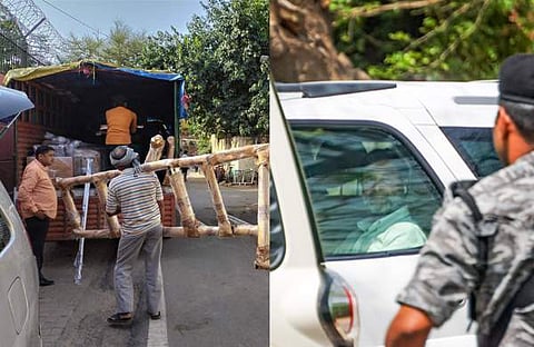 രാഹുൽ ​ഗാന്ധിയുടെ വസതിയിൽ നിന്ന് സാധനങ്ങൾ മാറ്റുന്നു/ ചിത്രം: പിടിഐ
