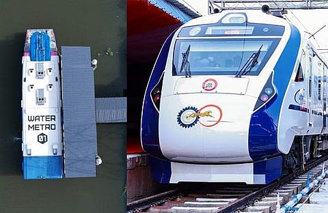 വന്ദേ ഭരത് എക്‌പ്രസ്, കൊച്ചി വാട്ടർ മെട്രോ / ചിത്രം പിടിഐ, ട്വിറ്റർ