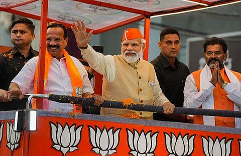 നരേന്ദ്രമോദി തെരഞ്ഞെടുപ്പ് റാലിയില്‍/ പിടിഐ