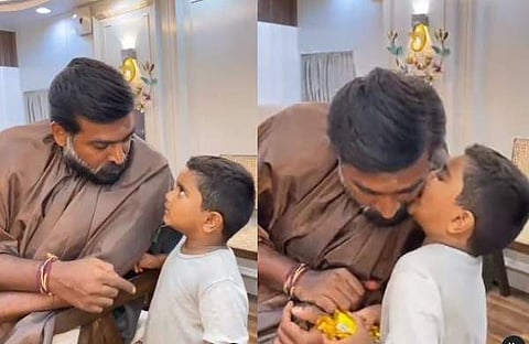 വിജയ് സേതുപതി കുട്ടി ആരാധകനൊപ്പം/ വിഡിയോ സ്ക്രീൻഷോട്ട്