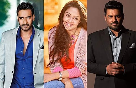 ജ്യോതിക, അജയ്‌ ദേവ്‌​ഗൺ, മാധവൻ/ ട്വിറ്റർ