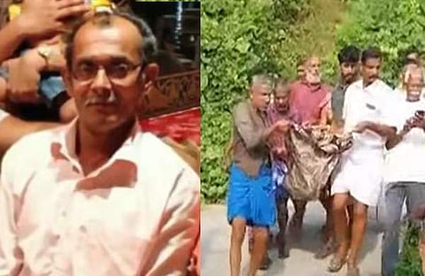 കാട്ടുപോത്ത് ആക്രമണത്തില്‍ മരിച്ച വര്‍ഗീസ്/ എരുമേലിയില്‍ പരിക്കേറ്റയാളെ നാട്ടുകാര്‍ എടുത്തുകൊണ്ടുവരുന്നു