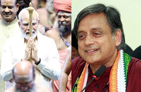 ചെങ്കോലുമായി പ്രധാനമന്ത്രി, ശശി തരൂർ