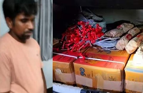 മുഹമ്മദ് മുസ്തഫ, പിടിച്ചെടുത്ത സ്ഫോടക വസ്തുക്കൾ/ ടിവി ദൃശ്യം