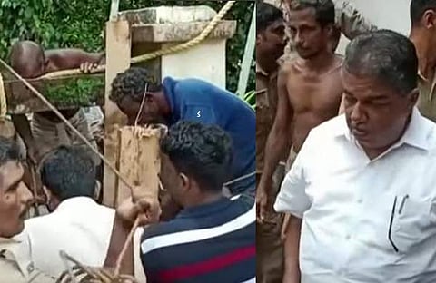 രക്ഷാപ്രവര്‍ത്തനത്തിന്റെ ടെലിവിഷന്‍ ദൃശ്യത്തില്‍നിന്ന്‌