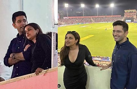 പരിണിതിയും രാഘവും സ്റ്റേഡിയത്തിൽ/ ചിത്രം; പിടിഐ, ഇൻസ്റ്റ​ഗ്രാം