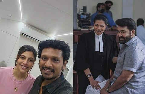 ശാന്തി ലോകേഷ് കനകരാജിനൊപ്പം, ദൃശ്യം 2 സെറ്റിൽ താരം/ ഫോട്ടോ: ഇൻസ്റ്റ​ഗ്രാം