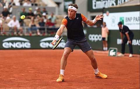 കാസ്പർ റൂഡ‍് സെമി പോരാട്ടത്തിനിടെ/ എഎഫ്പി