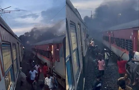 ട്രെയിനിന് തീപിടിച്ചപ്പോൾ/ വിഡിയോ സ്ക്രീൻഷോട്ട്