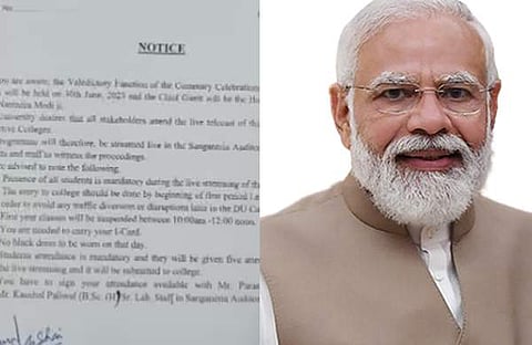 ഹിന്ദു കോളജ് നോട്ടീസ്, നരേന്ദ്ര മോദി