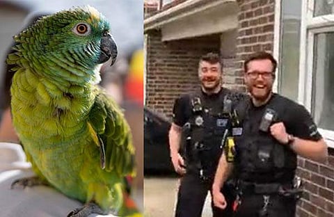 തത്ത / പ്രതീകാത്മകം, പൊലീസ് ഉദ്യോ​ഗസ്ഥർ/ വിഡിയോ സ്ക്രീൻഷോട്ട്