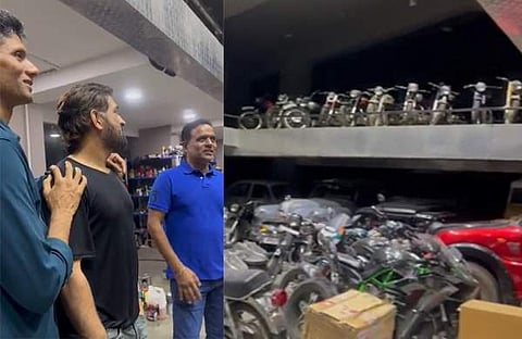 ധോനിയുടെ ​ഗാരിജ് സന്ദർശിച്ച് വെങ്കിടേഷ് പ്രസാദും സുനിൽ ജോഷിയും/ ട്വിറ്റർ