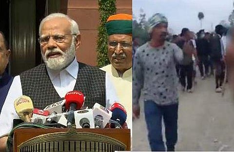 പ്രധാനമന്ത്രി മാധ്യമങ്ങളോടു സംസാരിക്കുന്നു, മണിപ്പൂരിലെ വിവാദ വിഡിയോ ദൃശ്യം/ട്വിറ്റര്‍