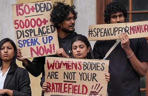 മണിപ്പൂര്‍ കലാപത്തിന് എതിരെ ഡല്‍ഹിയില്‍ നടന്ന പ്രതിഷേധത്തില്‍ നിന്ന്/പിടിഐ