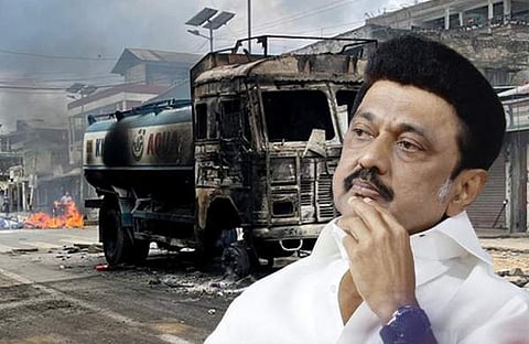 കലാപ ബാധിത മേഖലയില്‍ നിന്നുള്ള ദൃശ്യം, എംകെ സ്റ്റാലിന്‍