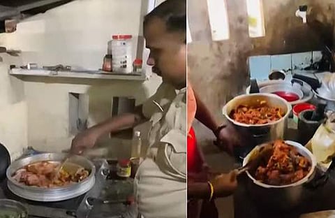 പൊലീസുകാരുടെ പാചകം/ വീഡിയോയിൽ നിന്ന്