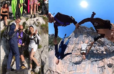 വധൂവരന്മാരുടെ സ്‌കൈ ഡൈവിങ്/ വിഡിയോ സ്ക്രീൻഷോട്ട്