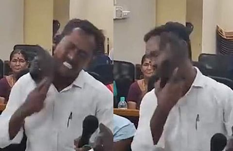 ചെരുപ്പു കൊണ്ട് മുഖത്തടിക്കുന്നു/ വീഡിയോ ദൃശ്യം