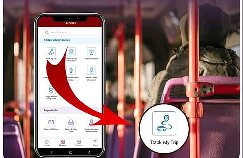 കേരള പൊലീസ് ഫെയ്‌സ്ബുക്കില്‍ പങ്കുവെച്ച ട്രാക്ക് മൈ ട്രിപ്പ് ഫീച്ചറിന്റെ ചിത്രം