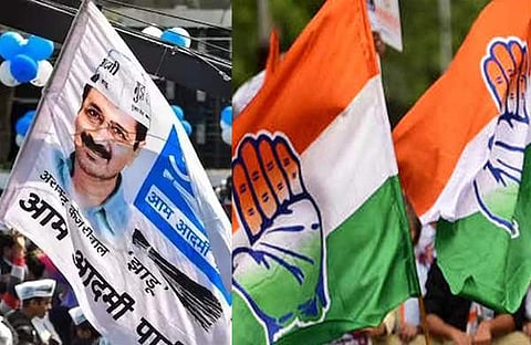 എഎപി, കോണ്‍ഗ്രസ് പതാകകള്‍