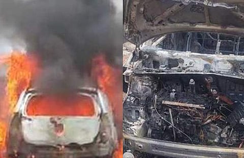 അപകടത്തില്‍ കത്തിനശിച്ച കാര്‍