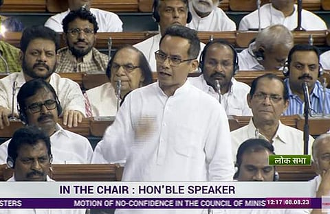 ​ഗൗരവ് ​ഗൊ​ഗോയ് ലോക്സഭയിൽ സംസാരിക്കുന്നു/ എഎൻഐ