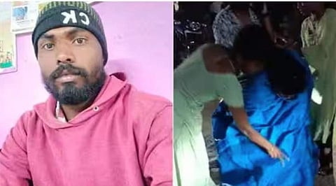 അറസ്റ്റിലായ യുവാവ്, പെണ്‍കുട്ടിയെ രക്ഷിക്കുന്ന സ്ത്രീകള്‍