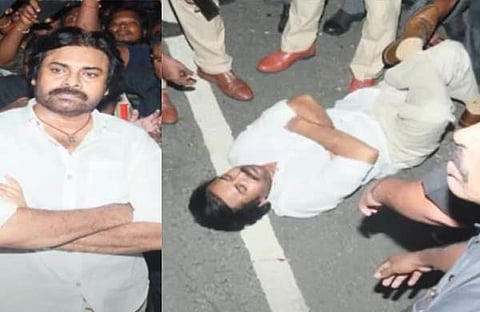 പവൻ കല്യാൺ പ്രതിഷേധിക്കുന്നു/ ടെലിവിഷൻ സ്ക്രീൻഷോട്ട്