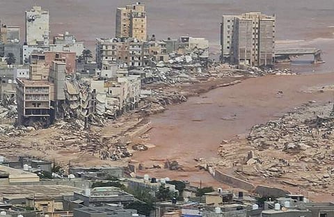 വെള്ളപ്പൊക്കത്തില്‍ ലിബിയന്‍ നഗരം തകര്‍ന്ന നിലയില്‍, എക്‌സ്‌
