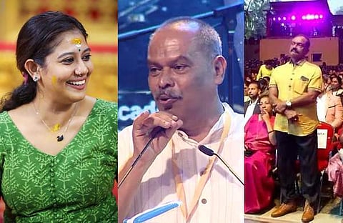 രചന നാരായണൻകുട്ടി/ ഫെയ്സ്ബുക്ക്, അലൻസിയറും ഭീമൻ രഘുവും ചലച്ചിത്ര പുരസ്കാര ചടങ്ങിനിടെ/ ഫയൽ ചിത്രം