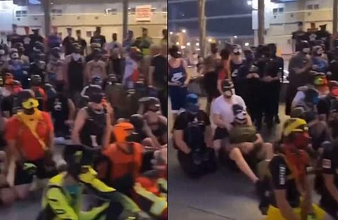 ബെർലിനിലെ പോട്സ്ഡാമർ പ്ലാറ്റ്സ് റെയിൽവെ സ്റ്റേഷനിൽ ഒത്തുകൂടിയ മനുഷ്യർ/ വിഡിയോ സ്ക്രീൻഷോട്ട്