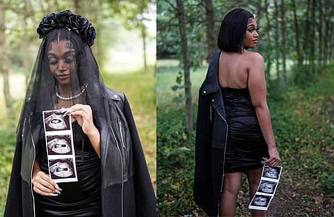 വെറൈറ്റി പ്ര​ഗ്നൻസി ഫോട്ടോഷൂട്ടുമായി യുവതി/ ഫെയ്‌സ്‌ബുക്ക്