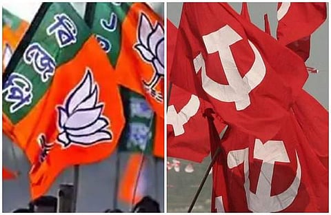 ബിജെപി സിപിഎം പതാകകള്‍