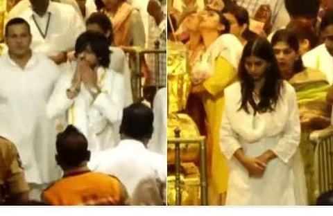 തിരുപ്പതിയില്‍ ക്ഷേത്രദര്‍ശനം നടത്തുന്ന ഷാരൂഖ് മകളും