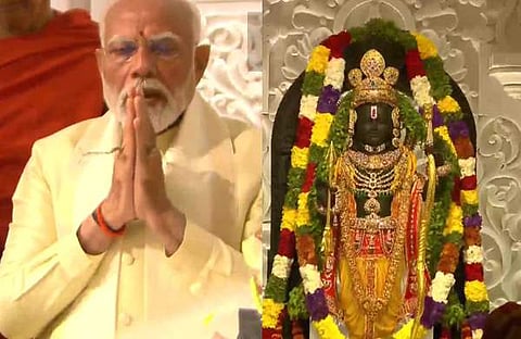 പ്രാർഥിക്കുന്ന മോദി, ശ്രീരാമ വി​ഗ്രഹം, എഎൻഐ