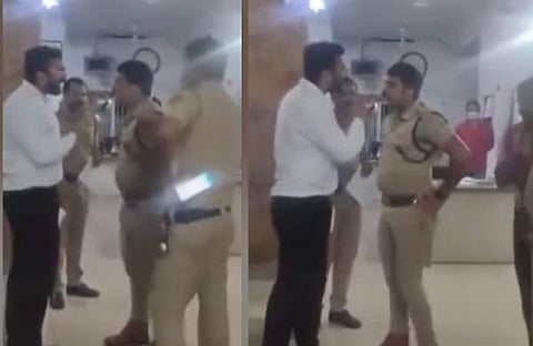 പൊലീസും അഭിഭാഷകനും തമ്മിലുള്ള തർക്കം/ ടിവി ദൃശ്യം