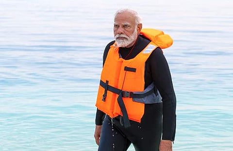 ലക്ഷദ്വീപ് സന്ദര്‍ശനത്തിനിടെ പ്രധാനമന്ത്രി നരേന്ദ്ര മോദി/ഫോട്ടോ: ഫെയ്‌സ്ബുക്ക്‌