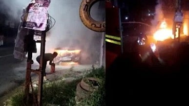 കാർ ഓടിക്കുന്നതിടെ അസ്വഭാവികത, ആദ്യം പുക പിന്നീട് തീ ആളിക്കത്തി; കുടുംബം രക്ഷപ്പെട്ടത് തലനാരിഴയ്ക്ക്