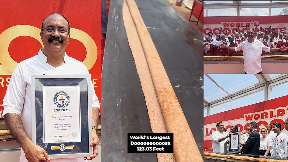 അമ്പമ്പോ! 123 അടി നീളമുള്ള ദോശ; ​ഗിന്നസ് റെക്കോര്‍ഡുമായി മലയാളി ഷെഫ്