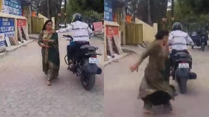 ബൈക്കിലെത്തി, റീല്‍സ് എടുക്കുന്നതിനിടെ  യുവതിയുടെ മാല പൊട്ടിച്ച്‌
മോഷ്ടാവ്, വിഡിയോ
