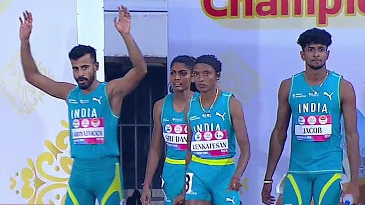 ഏഷ്യൻ റിലേ; മിക്സഡ് വിഭാഗത്തിൽ ഇന്ത്യക്ക് ദേശീയ റെക്കോർഡോടെ സ്വർണം (വീഡിയോ)