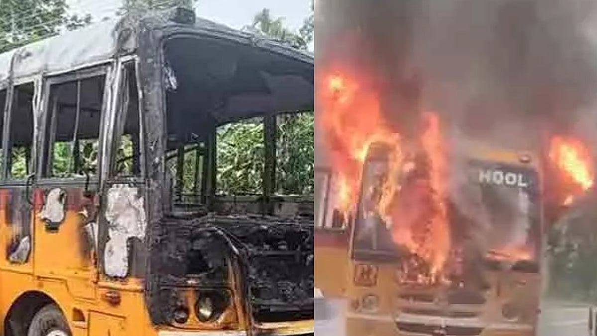 ആലപ്പുഴയില്‍ വിദ്യാര്‍ഥികളുമായി പോയ സ്‌കൂള്‍ ബസിന് തീപിടിച്ചു; ദുരന്തം ഒഴിവായത് തലനാരിഴയ്ക്ക് 